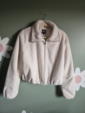 ZARA Soft Fuzzy Zip-Up Jacket